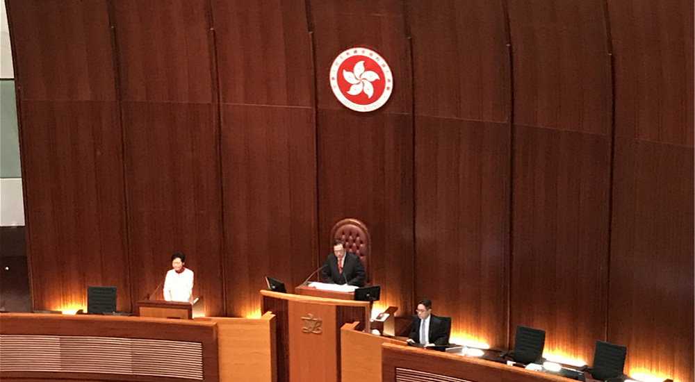 香港特区行政长官林郑月娥发表2018年施政报告。(摄影:沈婧婕)
