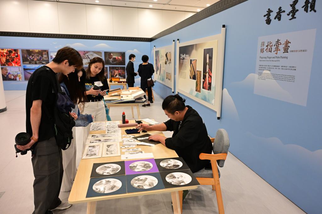 6月13日，记者在展演媒体预展上观看萍乡指掌画展示。新华社记者 朱炜 摄