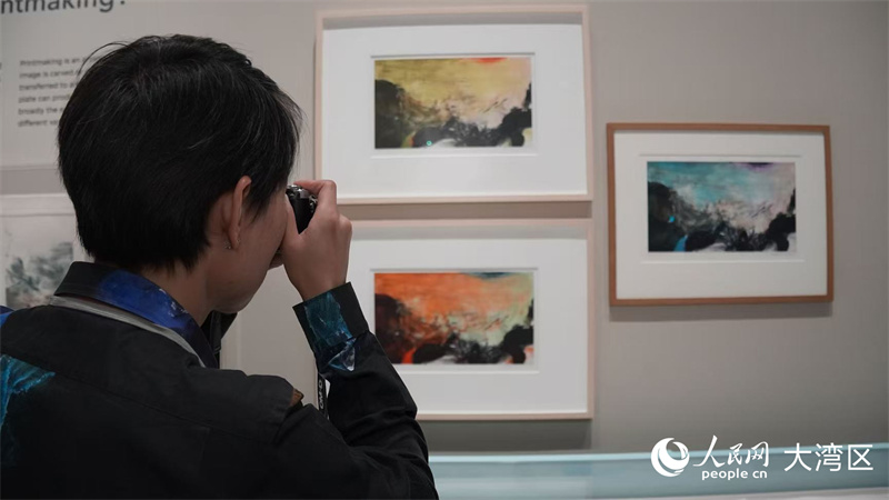 “赵无极：版艺匠心”展览举办传媒导览。人民网 严小晶摄