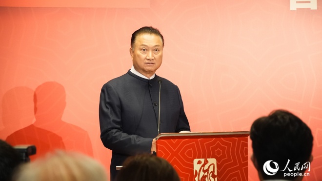 香港潮属社团总会监事会主席陈振彬致新年贺辞。人民网 吴宇扬扬摄