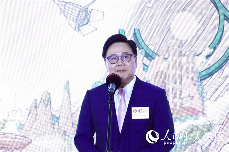 香港国际电影节协会主席王英伟致辞。人民网实习生向芷菡 摄