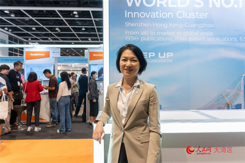 香港科技园公司生命健康科技总监谢丽娟接受采访。韩宇轩摄