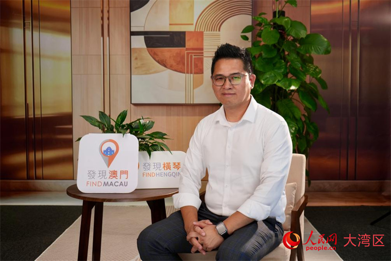 澳门先皓科技创始人蔡渊博接受人民网采访。人民网 韩宇轩摄