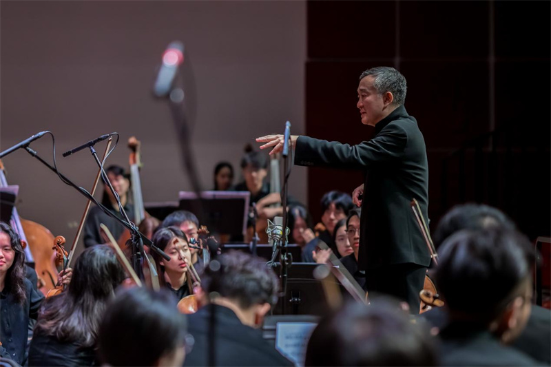 国际知名指挥家林敬基担任客席指挥,带领大湾区青年管弦乐团演出。主办方供图