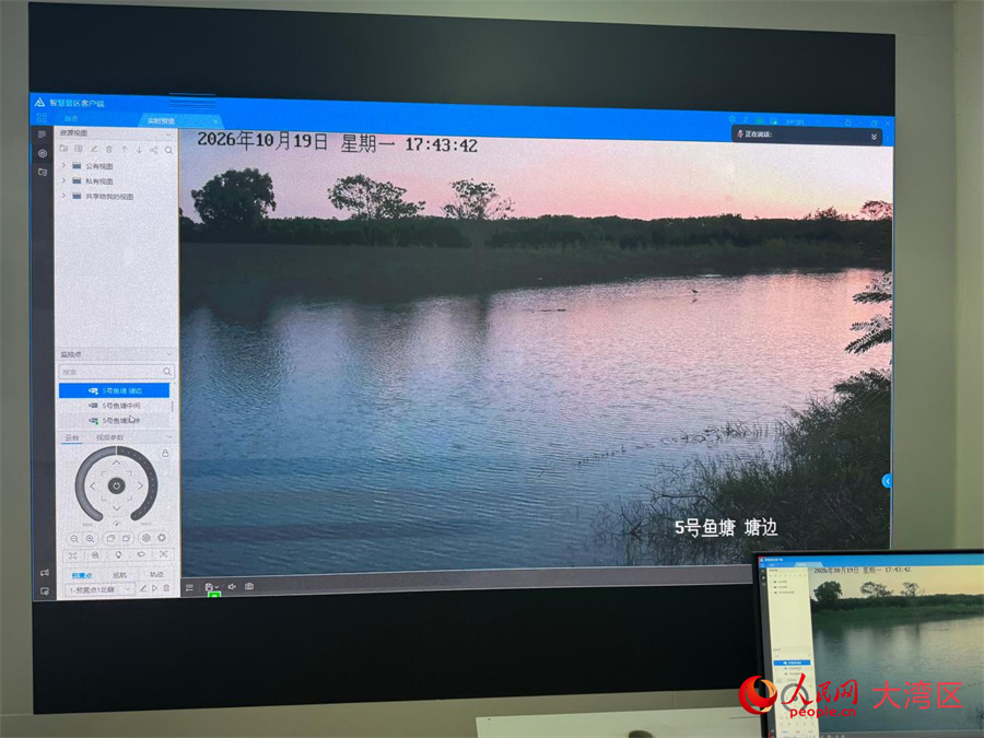 福田红树林自然保护区内设置的智慧监测设备。科技赋能生态保护，让红树林的固碳能力得到最大化释放。人民网 周洁璐摄